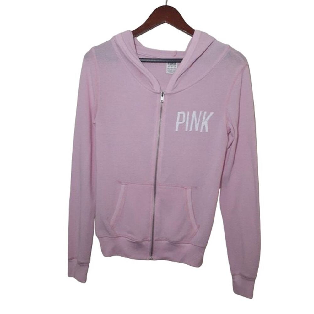 Victoria's Secret Pink hoodie size XS full zip long sleeve spellout pockets